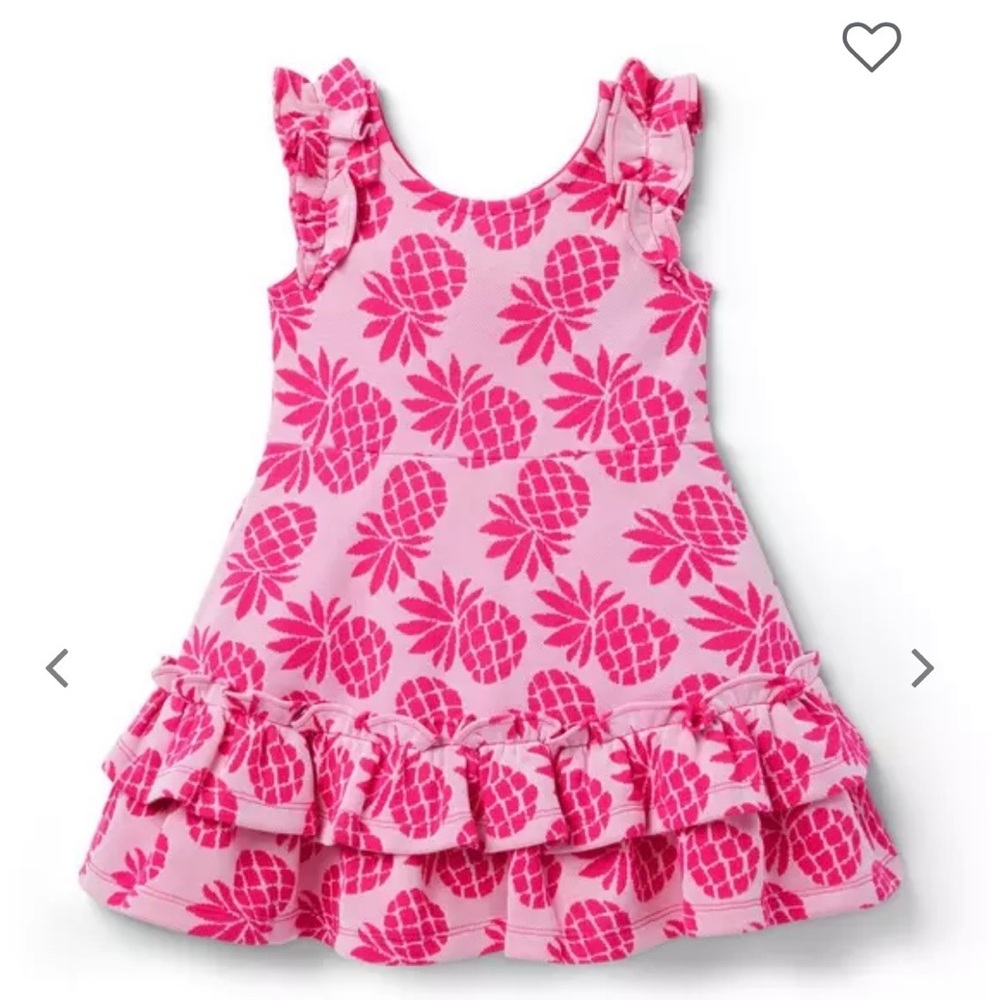 Janie and Jack Jacquard Pink Pineapple Print Kids Dress